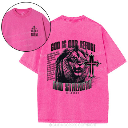 God Is Our Refuge Christian Washed T-Shirt
