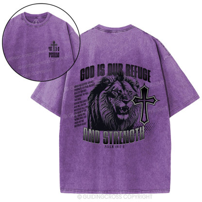 God Is Our Refuge Christian Washed T-Shirt