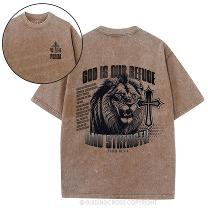 God Is Our Refuge Christian Washed T-Shirt