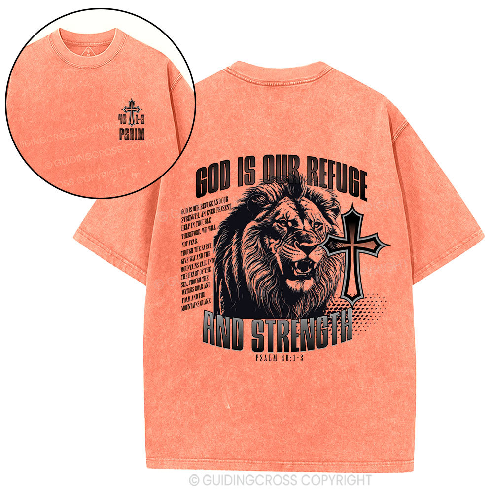 God Is Our Refuge Christian Washed T-Shirt