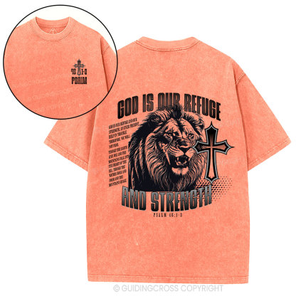 God Is Our Refuge Christian Washed T-Shirt