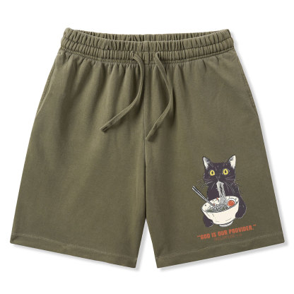 God Is Provider Christian Washed Shorts