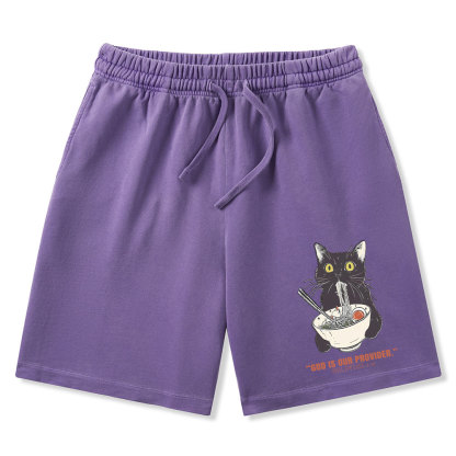 God Is Provider Christian Washed Shorts