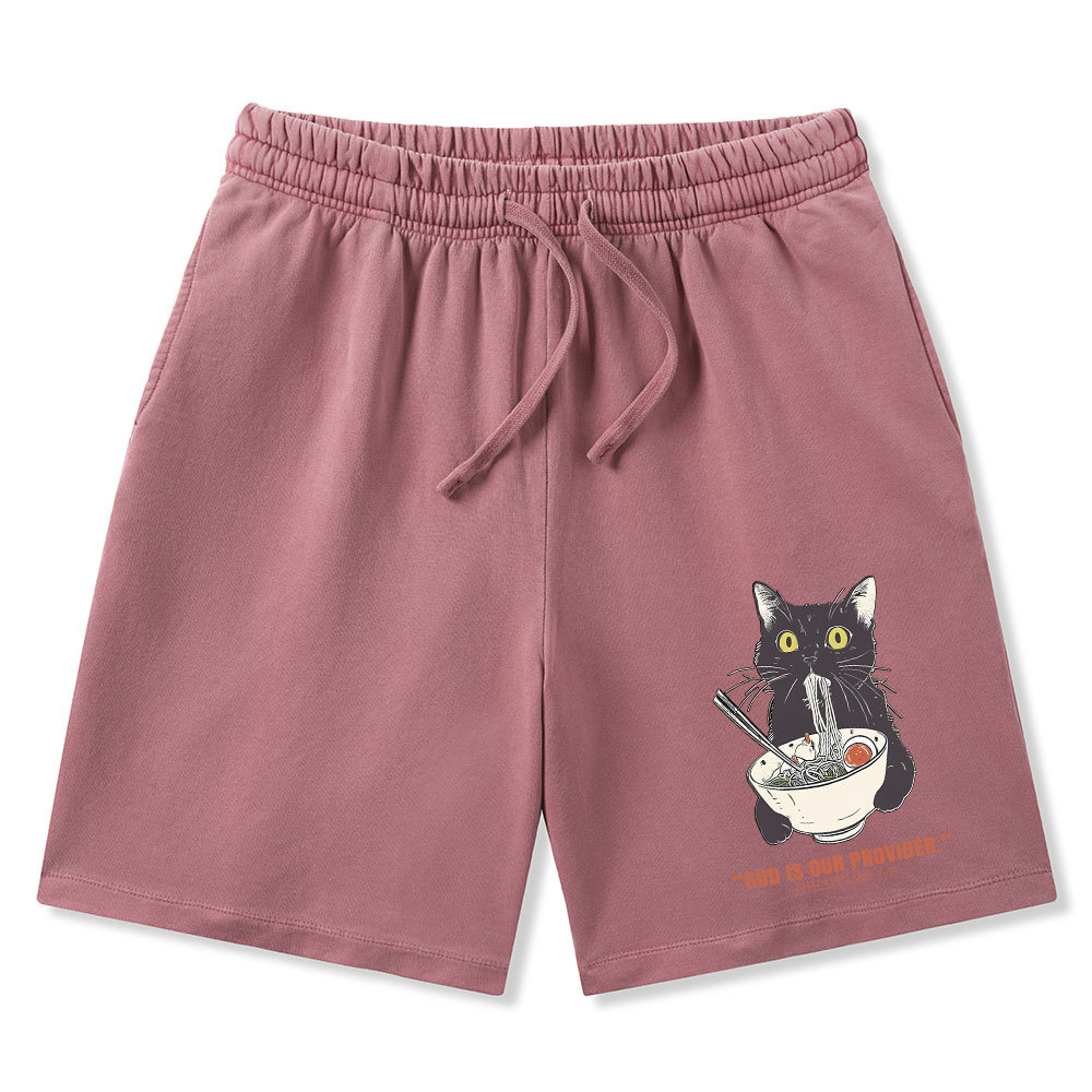 God Is Provider Christian Washed Shorts