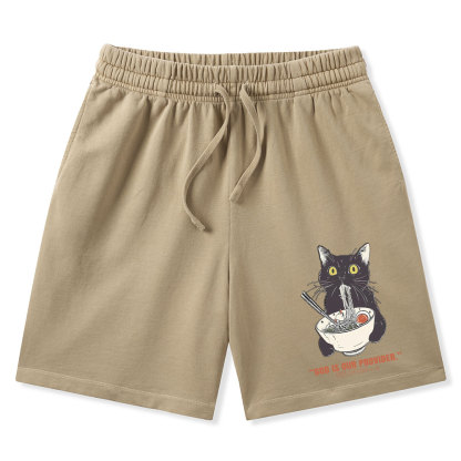 God Is Provider Christian Washed Shorts