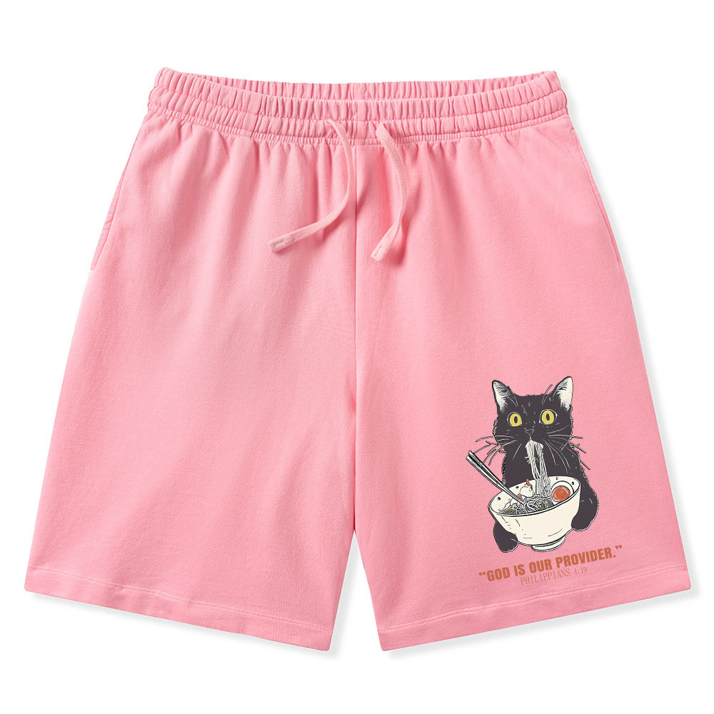 God Is Provider Christian Washed Shorts