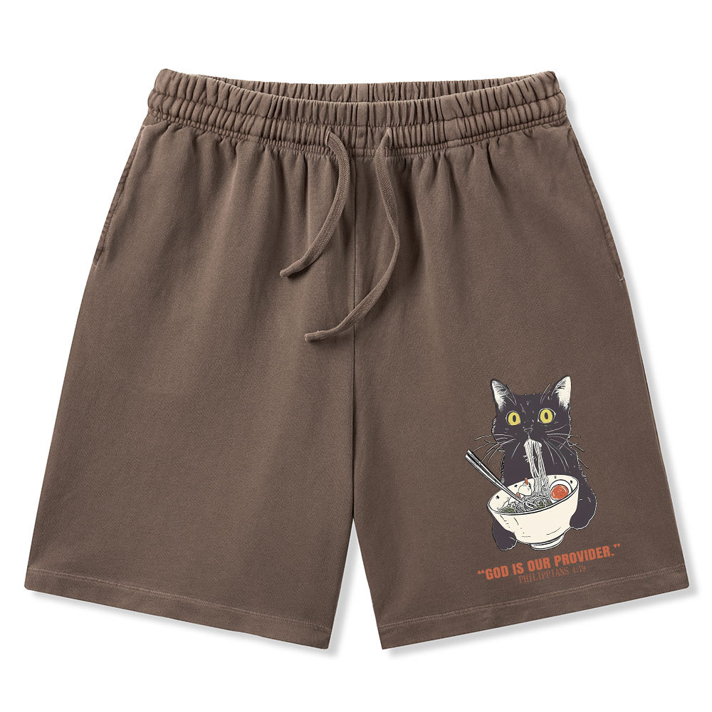 God Is Provider Christian Washed Shorts