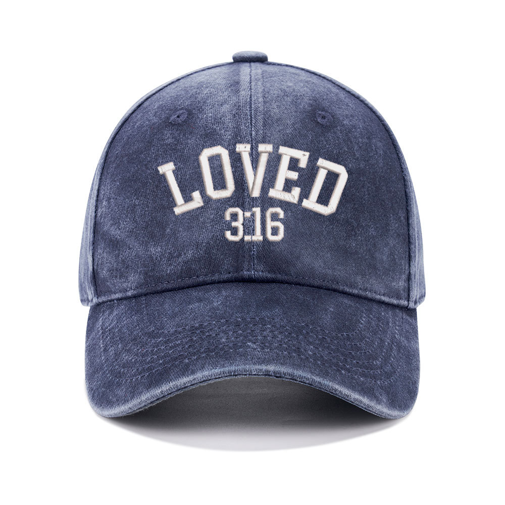 God Is So Loved Christian Couple Washed Hat