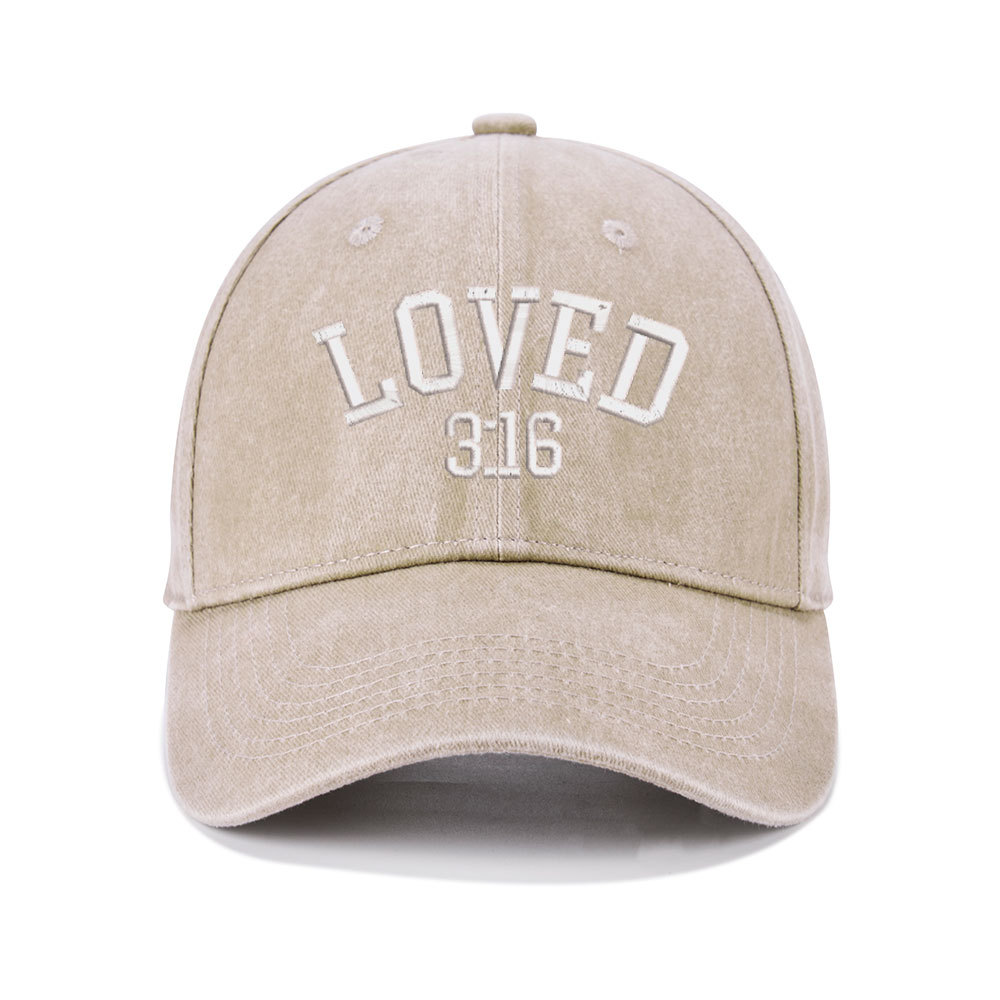 God Is So Loved Christian Couple Washed Hat