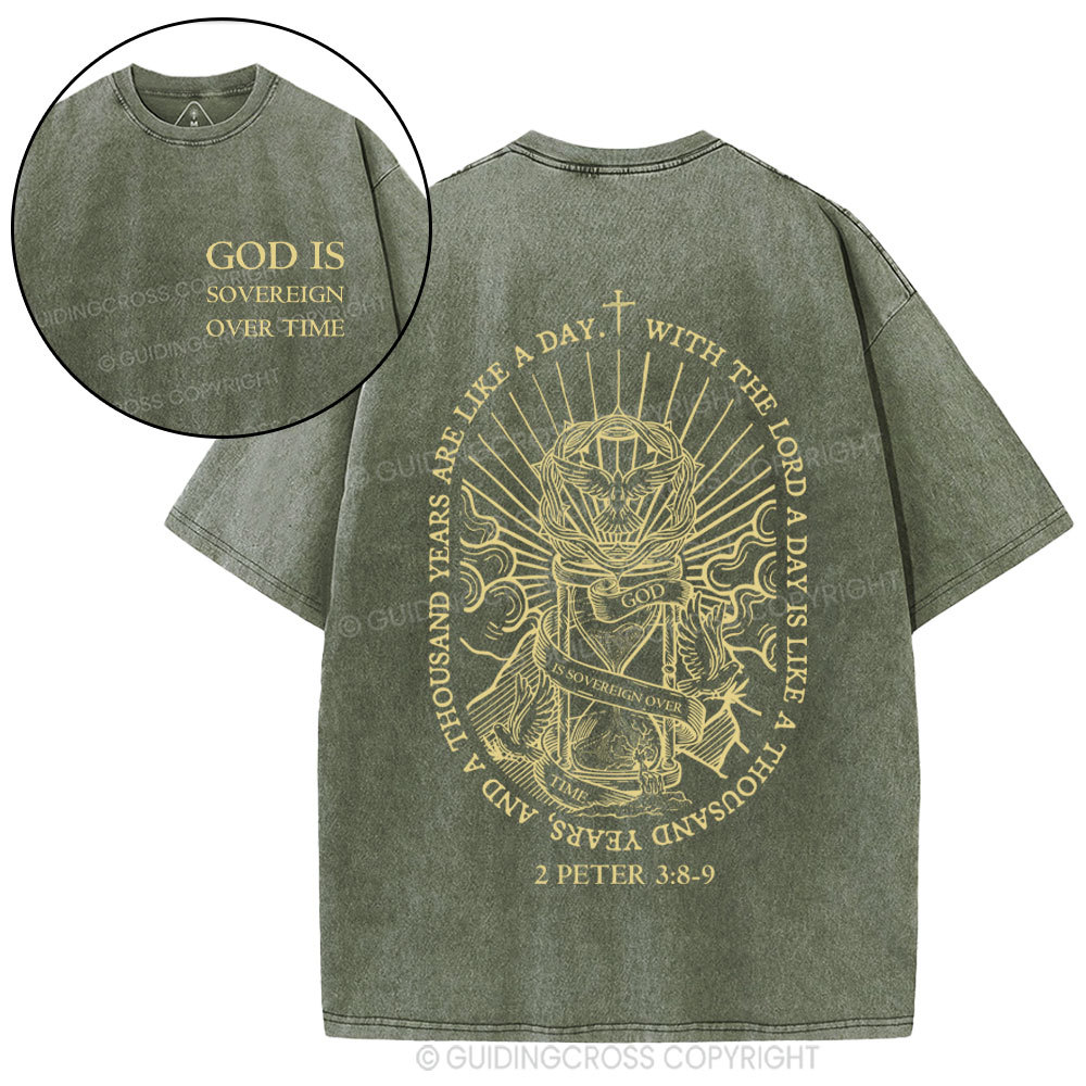 God Is Sovereign Over Time Christian Washed T-Shirt