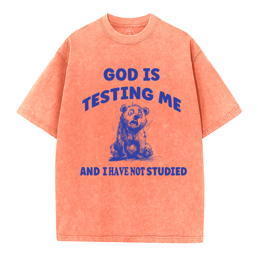 God Is Test Me And I Have Not Studied Christian Washed T-Shirt