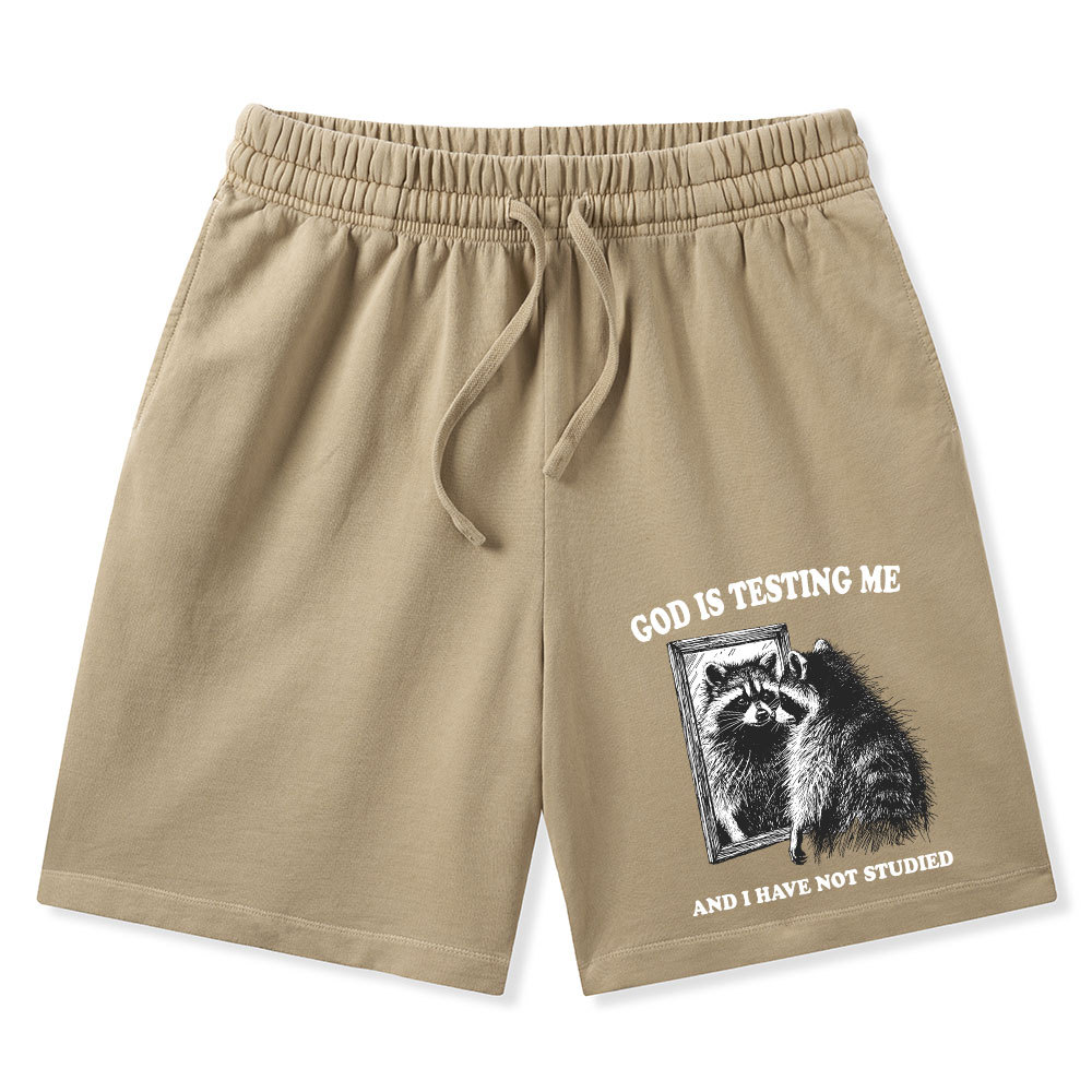 God Is Testing Me And I Have Not Studied Christian Washed Shorts