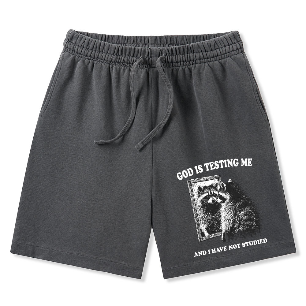 God Is Testing Me And I Have Not Studied Christian Washed Shorts