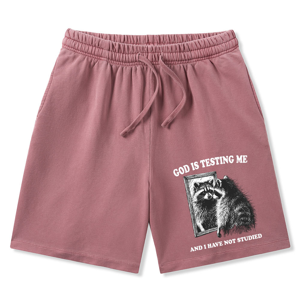 God Is Testing Me And I Have Not Studied Christian Washed Shorts
