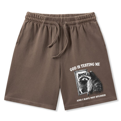 God Is Testing Me And I Have Not Studied Christian Washed Shorts