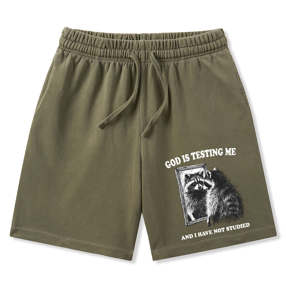God Is Testing Me And I Have Not Studied Christian Washed Shorts