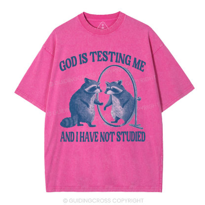 God Is Testing Me Christian Washed T-Shirt