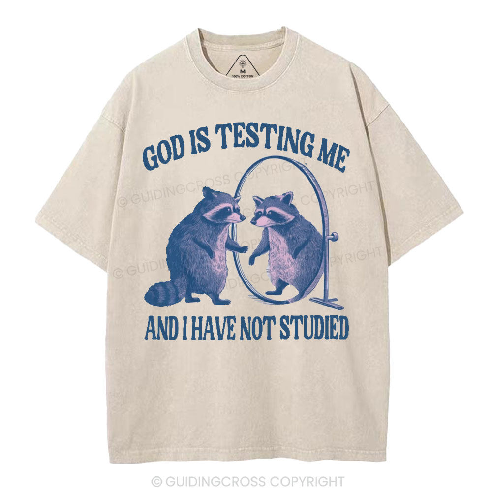 God Is Testing Me Christian Washed T-Shirt