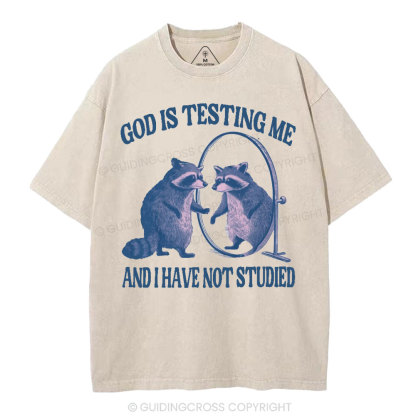 God Is Testing Me Christian Washed T-Shirt