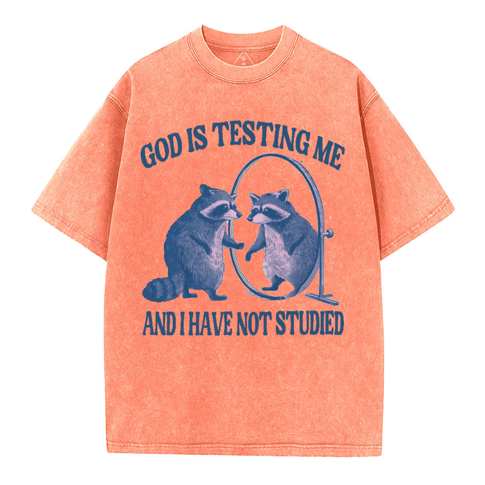 God Is Testing Me Christian Washed T-Shirt