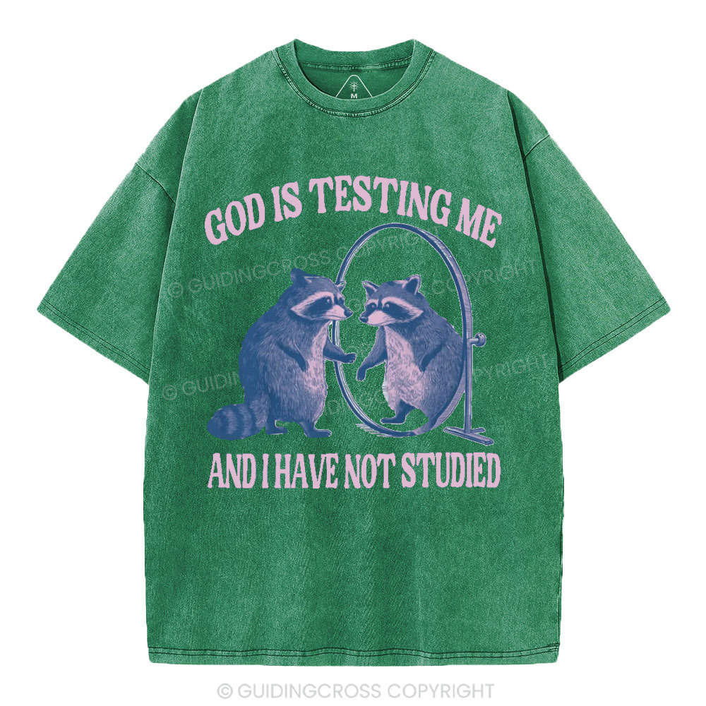 God Is Testing Me Christian Washed T-Shirt
