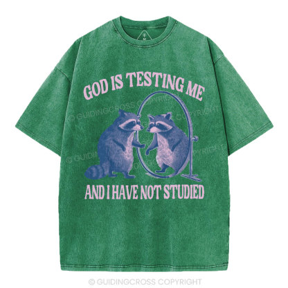God Is Testing Me Christian Washed T-Shirt