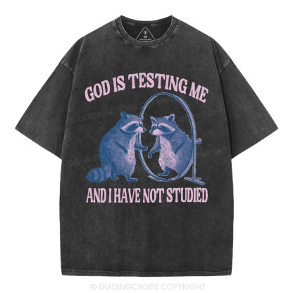 God Is Testing Me Christian Washed T-Shirt