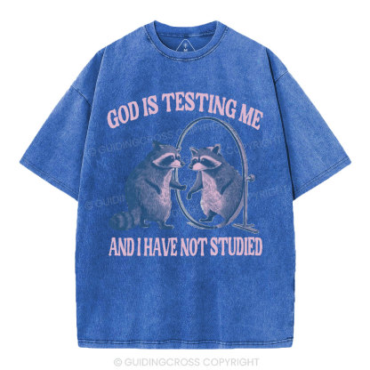 God Is Testing Me Christian Washed T-Shirt