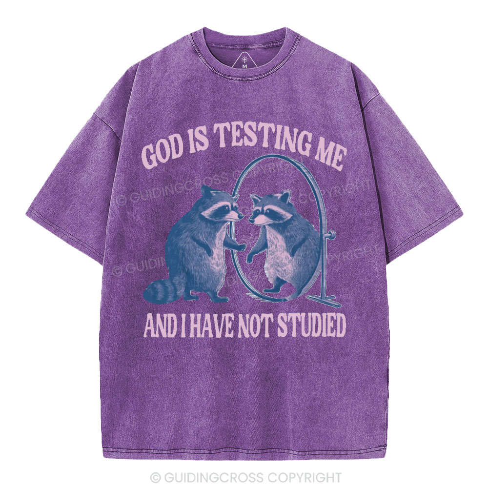 God Is Testing Me Christian Washed T-Shirt