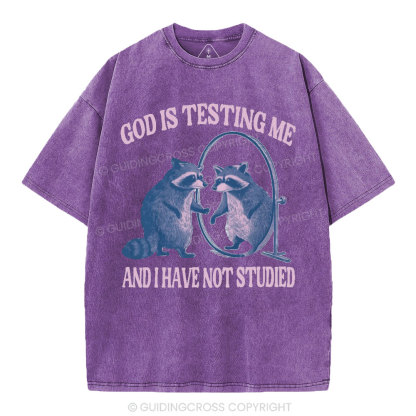 God Is Testing Me Christian Washed T-Shirt
