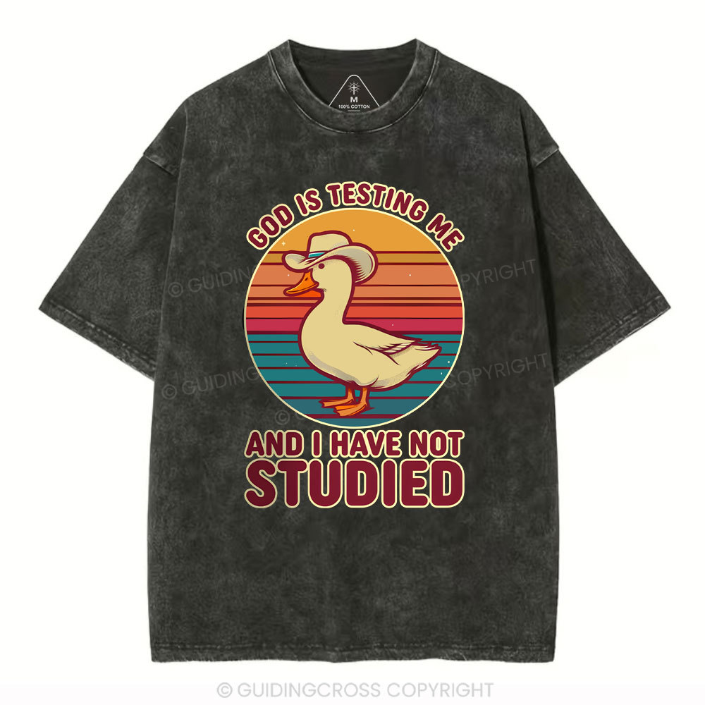 God Is Testing Me Christian Washed T-Shirt