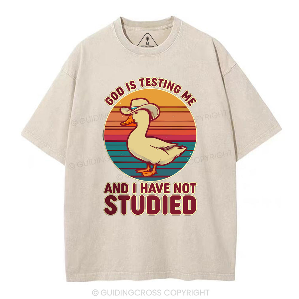 God Is Testing Me Christian Washed T-Shirt