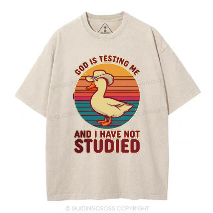 God Is Testing Me Christian Washed T-Shirt