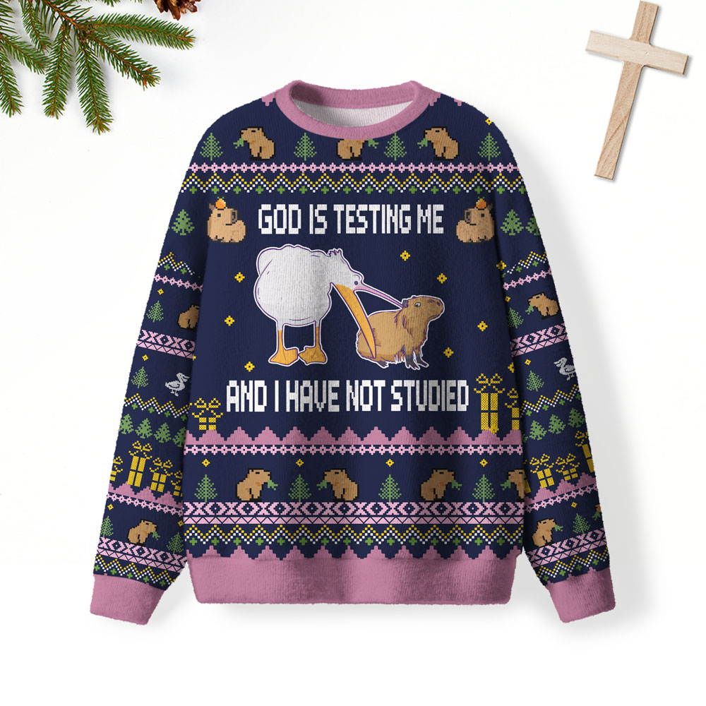 God Is Testing Me Furry Christian Lightweight Sweater