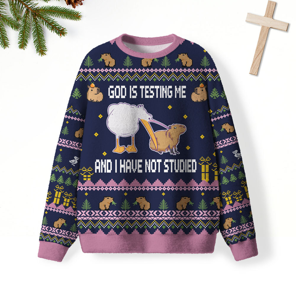 God Is Testing Me Furry Christian Lightweight Sweater