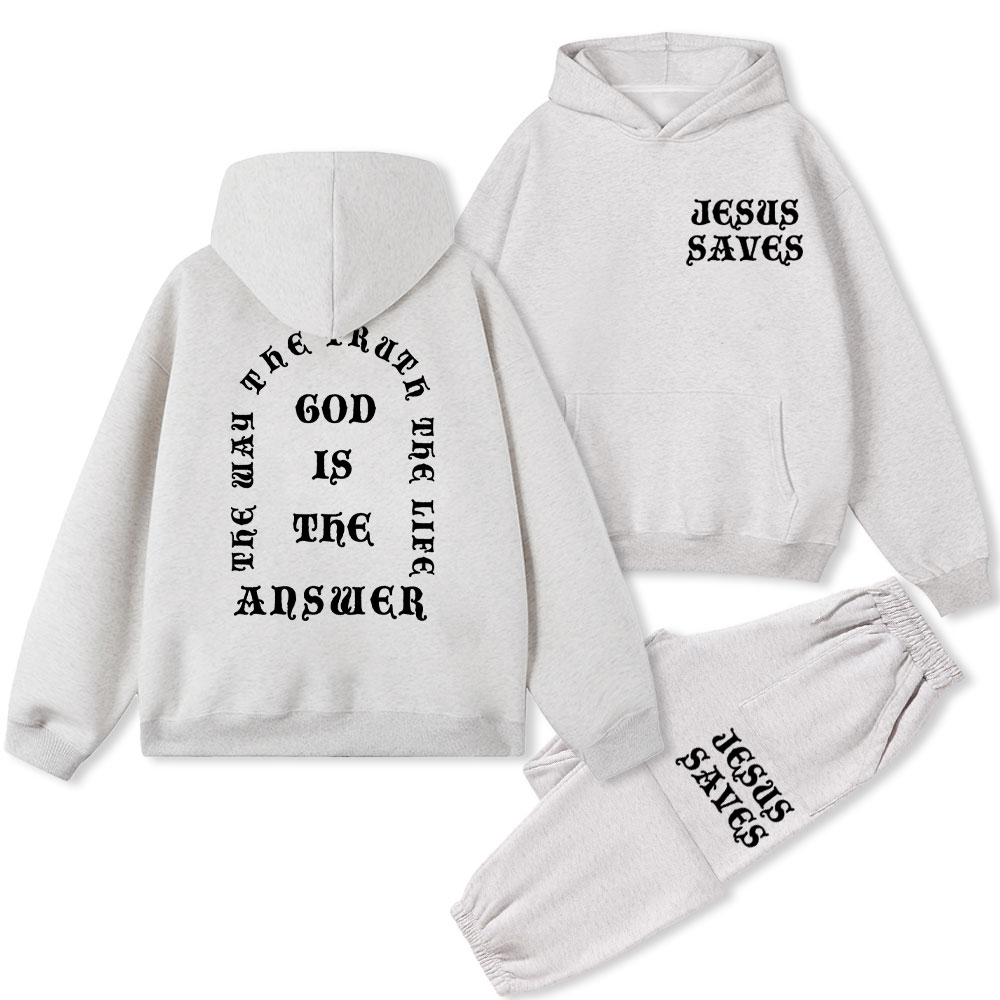 God Is The Answer Christian Fleece Hoodie Set