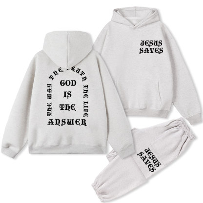 God Is The Answer Christian Fleece Hoodie Set