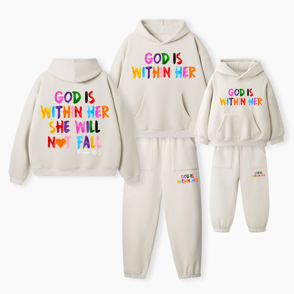 God Is With Her Christian Premium Matching Fleece Hoodie Set