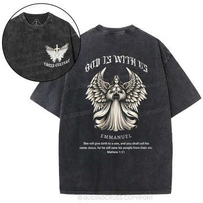 God Is With US Christian Washed T-Shirt