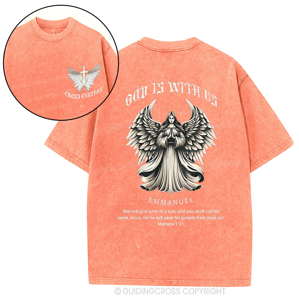 God Is With US Christian Washed T-Shirt