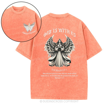 God Is With US Christian Washed T-Shirt