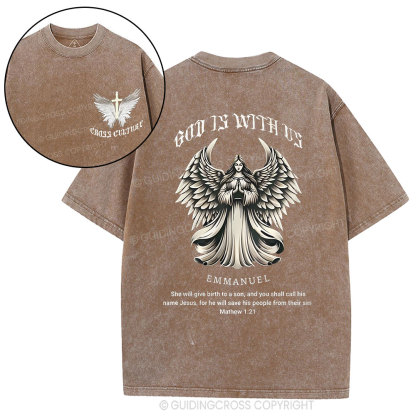 God Is With US Christian Washed T-Shirt