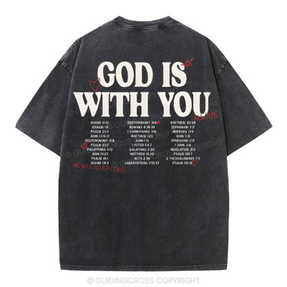 God Is With You Christian Washed T-Shirt