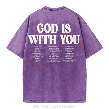 God Is With You Christian Washed T-Shirt