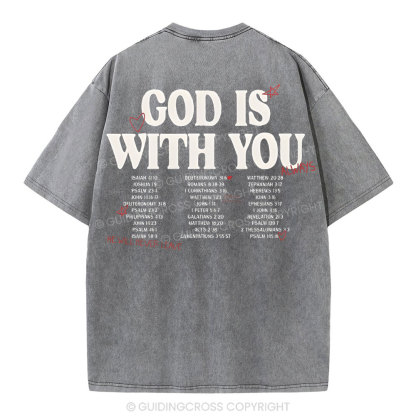 God Is With You Christian Washed T-Shirt