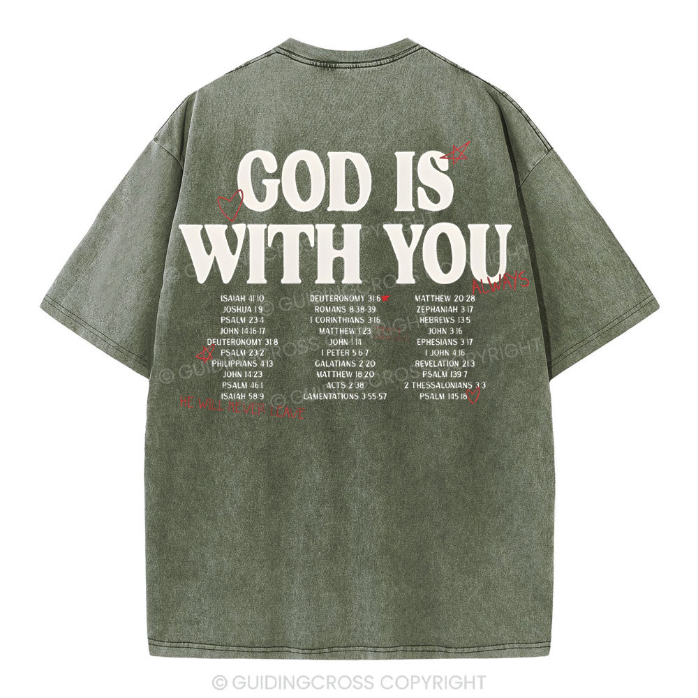 God Is With You Christian Washed T-Shirt