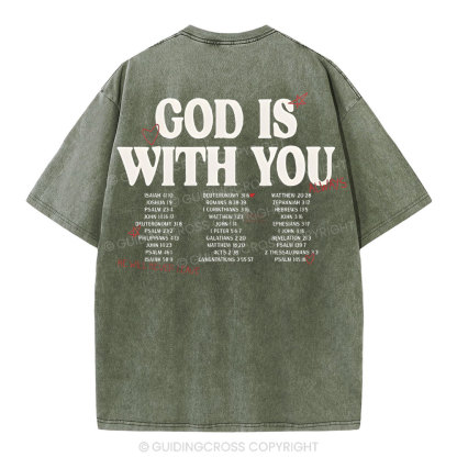 God Is With You Christian Washed T-Shirt