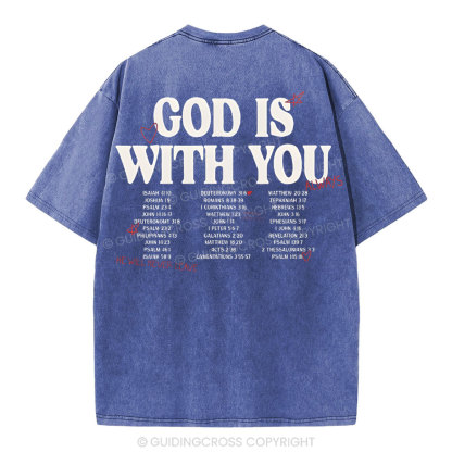 God Is With You Christian Washed T-Shirt