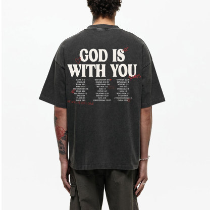 God Is With You Christian Washed T-Shirt