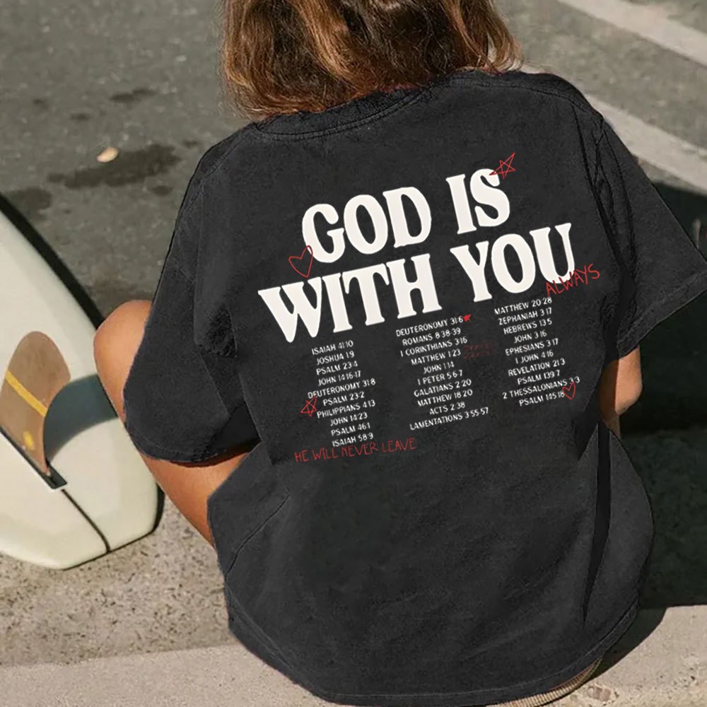 God Is With You Christian Washed T-Shirt